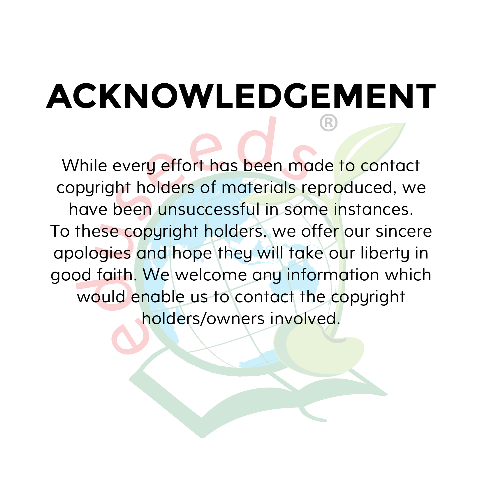 ACKNOWLEDGEMENT
